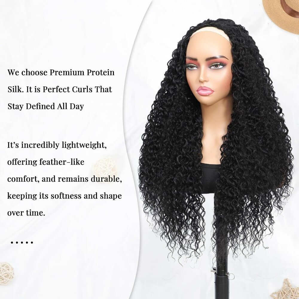 Long Curly Synthetic Half Wig 26 Inch, Glueless, 3 Style Options, Natural Look - Picture 4 of 6